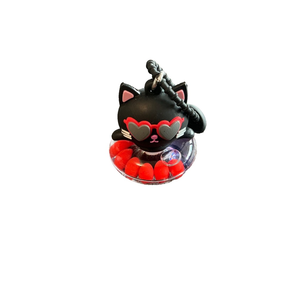 Hot Topic Black Cat Goth Rubber Topper Mini Keychain